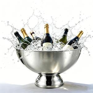 Champagne Bucket,12L Capacity Stainless Steel Champagne Ice Bucket for Parties,Large Silver Wine Chiller for Weddings & Home Entertaining,Sleek Design,Premium Performance & Elegant Display