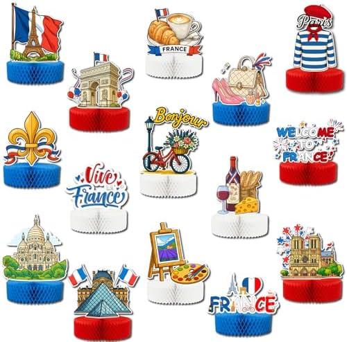 French Table Decor, 15pcs France Themed Party Centerpieces, Htabiol Paris Table Decorations, French Party Decor for Table, For Paris Party, France Birthday, Bastille Day, Eiffel Tower Decorations