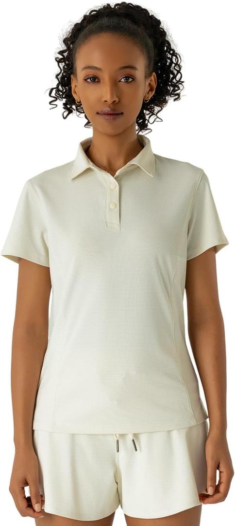 Women's Slim-Fit Polo Shirt - UV Protection, Moisture-Wicking, Stretchy Fabric for Golf & Daily Wear (M)