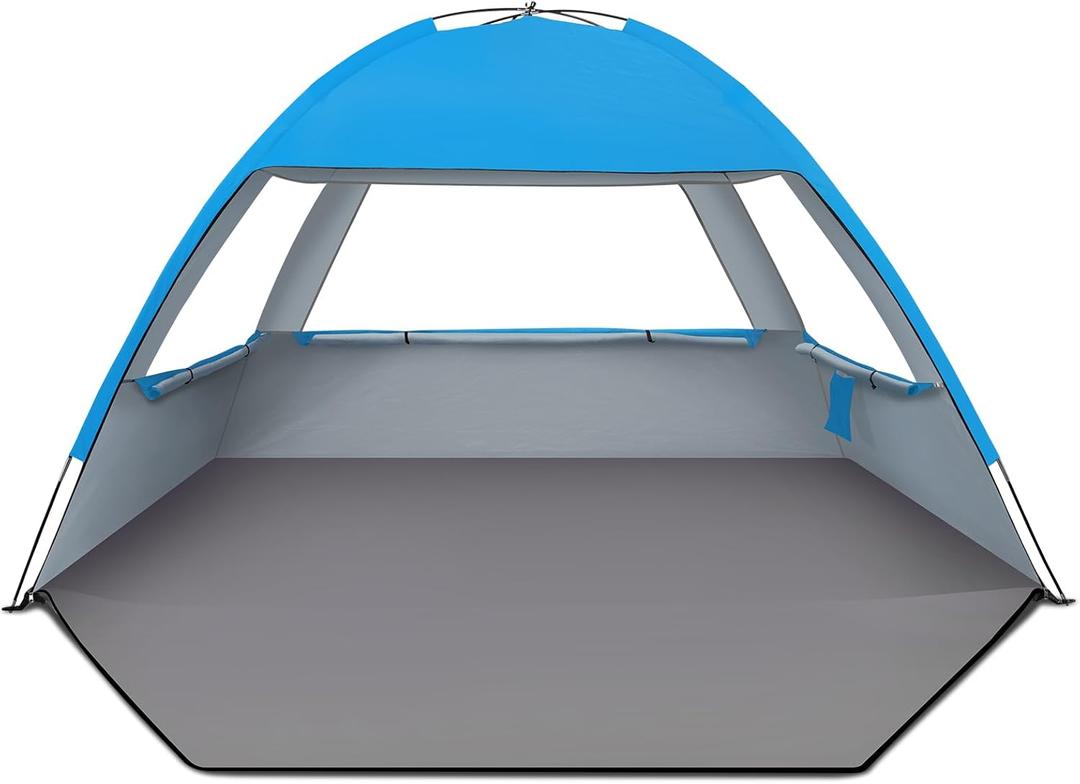 Venustas Beach Tent Sun Shelter for 3/4-5/6-7/8-10 Person, UPF 50+ UV Protection Beach Canopy, Lightweight and Easy Setup Cabana, Portable Shade Tent (Sky Blue)