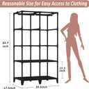 Wardrobe Closet, Quick and Easy Assembly, Black Portable Closet with 2 Hanging Rods 4 Storage Shelves and 8 Side Pockets, Sturdy and Stable Clothes Rack with Cover, for Bedroom and Dormitory