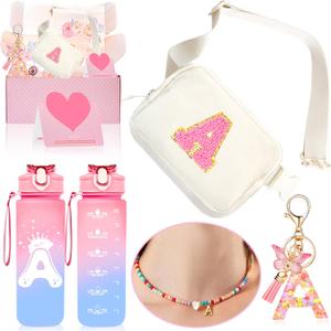Easter Basket Stuffers Birthday Gifts for Grandkids Teens Girls, Teen Girl Gifts Trendy Stuff Easter Gifts for 4 5 6 7 8 9 10 11 12 13 Year Old Girl, Initial Fanny Pack Necklace for Toddler Kids (A)
