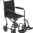 Drive Medical TR39E-SV Lightweight Folding Transport Wheelchair with Swing-Away Footrest, Silver (1 Count (Pack of 1))