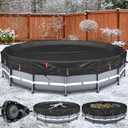 QH.HOME 24 Ft Round Pool Cover with Fast Tightening Patented Ratchet,Heavy Duty Winter Pool Cover for Above Ground Pools [Durable, Tear Resistant],PU Tarp Snug Fit for UV Protected