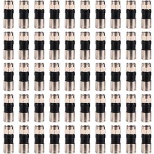 50pcs RG6 Compression Connectors, Weather-Resistant F Type Coaxial Cable Compression Coax Connector for RG6 Dual/Tri/Quad Shield Cables HD TV Satellite Antennas