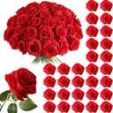 JUSTOYOU 30PCS Artificial Roses Silk Flowers in Bulk, Realistic Red Fake Roses for Wedding Decorations, Home Decor, Centerpieces, Indoor Floral Arrangements