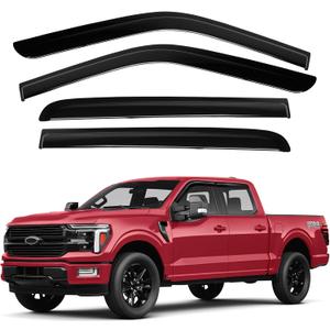 Canvcle Window Visors Rain Guards for 2015-2025 2026 Ford F150 SuperCrew/2017-2026 F250/F350/F450/F550/Super Duty Crew Cab, Tape-On Side Window Wind Deflectors Vent Visors Rainproof Accessories
