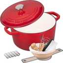 VORRINGARD Enameled Cast Iron Dutch Oven Pot with Lid, for Bread Baking, Round Bread Oven- include Sourdough Bread Baking Supplies Set, 6QT, Red