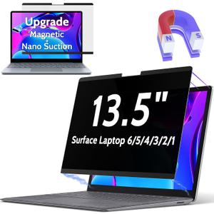 Magnetic Privacy Screen for Surface Laptop 6/5/4/3/2/1 13.5 Inch, Removable Anti Blue Light Glare Filter, Black Security Private Apy Block Protector (surface laptop 6/5/4/3/2/1 -13.5inch, magnetic privacy filter for surface)