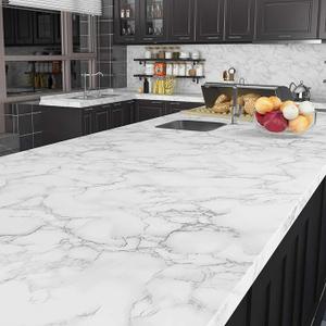DUUEIHHUER Marble Countertop Contact Paper 23.6"x197" Marble Wallpaper Peel and Stick Extra Wide Removable Marble Wallpaper Self-Adhesive Marble Vinyl Wrap for Countertops Kitchen Bathroom