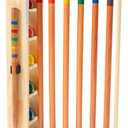 6 Player 32 inch Croquet Set for Adults with Wooden Stand, Wooden Rubber Mallets, Upgraded Resin Colored Balls and Steel Wicket for Family & Friends, Great for Outdoor Lawn, Backyard Park