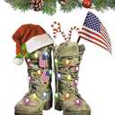 Piratify Military Uniform Boots Hat Ornament 2025 Veteran Ornament US Army Ornaments for Christmas Tree Military Christmas Ornaments Tactical Soldier Patriotic Decorations Army Gifts for Veteran (A1)