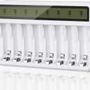 8-Slot AA AAA Battery Charger, Smart LCD Display & Fast Charging for NiMH/NiCd (Micro USB Powered)