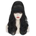 Beehive Wig Black Women Vintage Long Curly Bouffant Updo Victorian Fembot Wig 60s 50s Costume Married Housewife Heat Resistant Synthetic Hair Wigs for Halloween Party + Cap