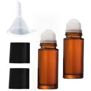 2Pcs Brown 30ml Glass Essential Oil Roller Bottles Refillable Roll on Bottles Empty Deodorant Bottle Containers Rollerball Beauty and Personal Care Tools for Fragrance Cosmetics