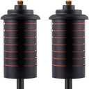 TIKI Metal Black & Orange Easy Install Outdoor Torches, 2-Pack 65-Inch Decorative TIKI Torches for Patio, Lawn, Backyard & Garden Weather-Resistant Torch Lighting with Wick & Snuffer