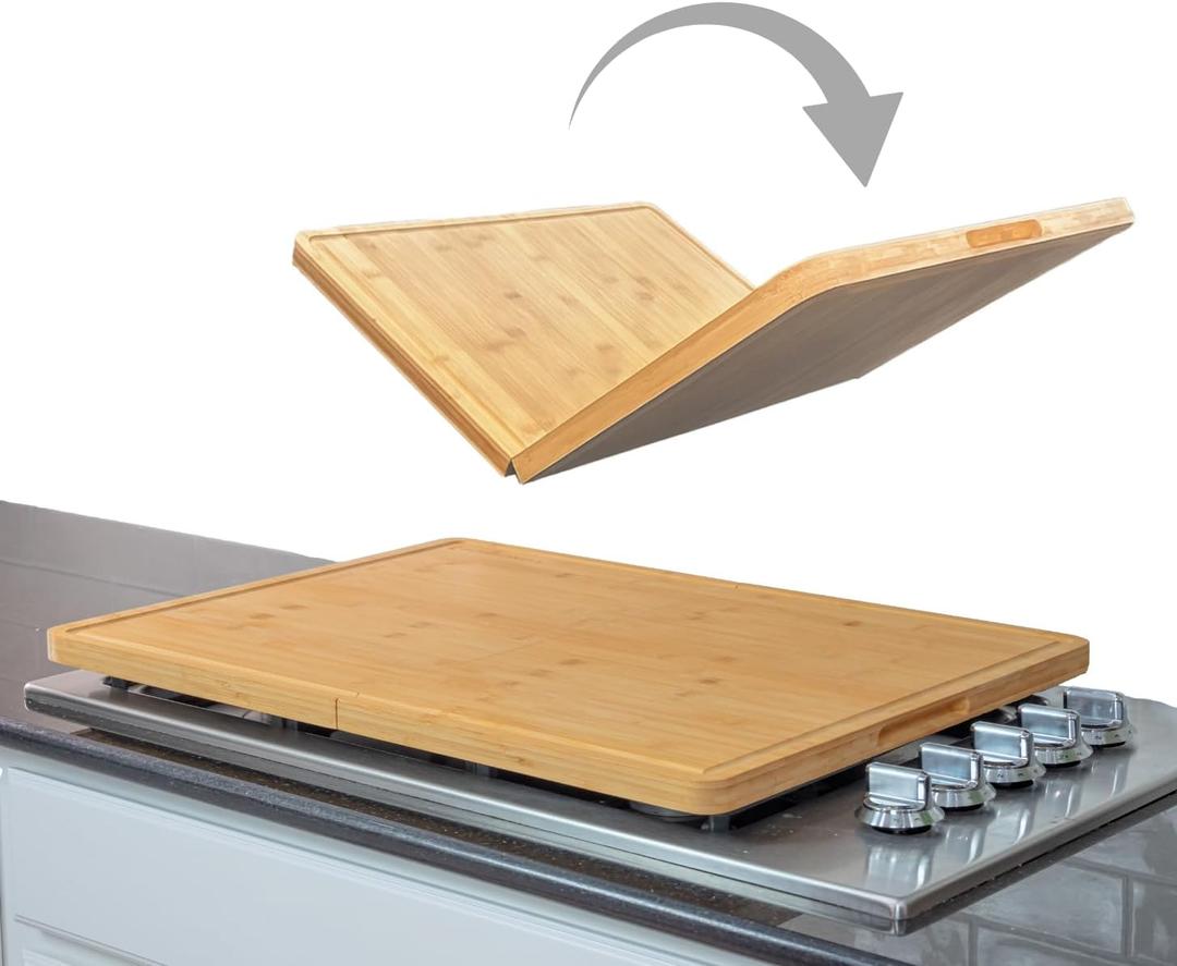 Extra Large Foldable Stovetop Cover Cutting Board  Double-Sided 29" x 21" Collapsible Charcuterie Noodle Board  XL Prep Deck & Sink Cover for more Counter Space