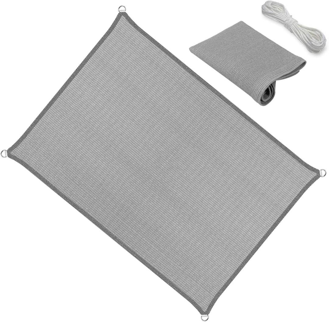 5' x 7' Gray Sun Shade Sail Straight Edge Canopy Awning Pergola Cover, for Outdoor Patio Lawn Garden Backyard Carport