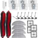 24Pcs Q10 S5+ Accessories Kit Replacement Compatible with Roborock Q10 S5+ /Q10 S5/Q10 x5 /Q10 x5+ Robot Vacuum,2 Main Brush,4 Mop Cloth Pads,6 Side Brushes,4 HEPA Filters,6 Dust Bag,1 Cleaning Tool