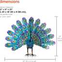 Alpine Corporation 23" Tall Outdoor Metallic Peacock Tail Spread Yard Statue, Vibrant Garden Sculpture for Patio, Lawn, or Entryway, Multicolor
