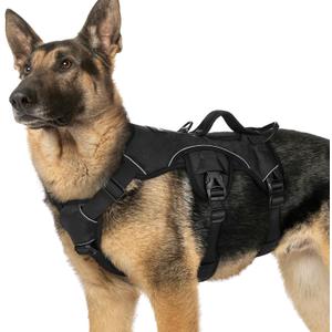 rabbitgoo Escape Proof Dog Harness, Soft Padded Full Body Pet Harness, Reflective Adjustable No Pull Vest with Lift Handle and Leash Clip for Large Dogs Walking Hiking Training, XL (X-Large (Pack of 1), Black)