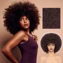 Brown Afro Wig 70s Afro Kinky Curly Wigs for Black Women Natural Looking Bouncy Huge Fluffy Puff Wig Synthetic Hair for Daily Cosplay and Party (10 Inch)