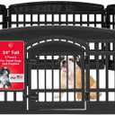 IRIS USA 24" Dog Playpen 8-Panel Pet Exercise Pen with Door Gate 83.5x83.5x24 Puppy Play Pen Indoor Outdoor Plastic Foldable Portable Pet Fence for Small Medium Dogs Puppies Multiple Pets Black