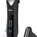 2-in-1 Manscape Trimmer for Men,Body & Groin Hair Trimmers for Men,Bikini Trimmer Women- Wet/Dry Electric Razors for Smooth No-Nick Shaving, IPX7 Waterproof Ball Shaver, LED Display, Black