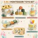 Baby Toys for 6-12 Months, Montessori Toys for Babies 6 Months+ | Shape Sorter, Stacking Rings, Sensory Baby Blocks, Educational Montessori Toys for 6+ Months, Neutral Baby Birthday Gift Set