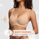Seamless Wireless Bra for Women with Support - No Underwire Full Coverage Push Up Bras (Beige, L)