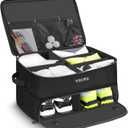 YOREPEK 2 Layer Golf Trunk Organizer, Golf Gifts for Men with Separate Ventilated Compartment for 2 Pair Shoes, Waterproof Car Trunk Locker for Balls, Tees, Clothes, Gloves, Accessories, Golfer Gifts (Standard-Black)