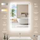 20"x28" LED Bathroom Mirror with Anti-Fog, Dimmable Backlit + Front Lit, 3 Colors LED Bathroom Vanity Mirror for Wall, Memory Function, Shatter-Proof Glass, ETL Listed(NHYJ5722D-NA)