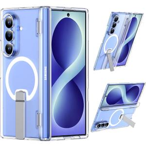 For Samsung Galaxy Z Fold 8 Ultra Case with Kickstand & Screen Protector | MagSafe-Compatible,Military Grade Drop Tested Non-Slip Slim Shockproof Case for Samsung Galaxy Z Fold 8 Ultra-Clear