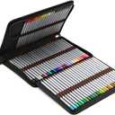 BTSKY Portable Canvas Zippered Colored Pencil Case-Super Large Capacity 72 Slot Pencil Bag Pouch for Watercolor Pencils(Black)