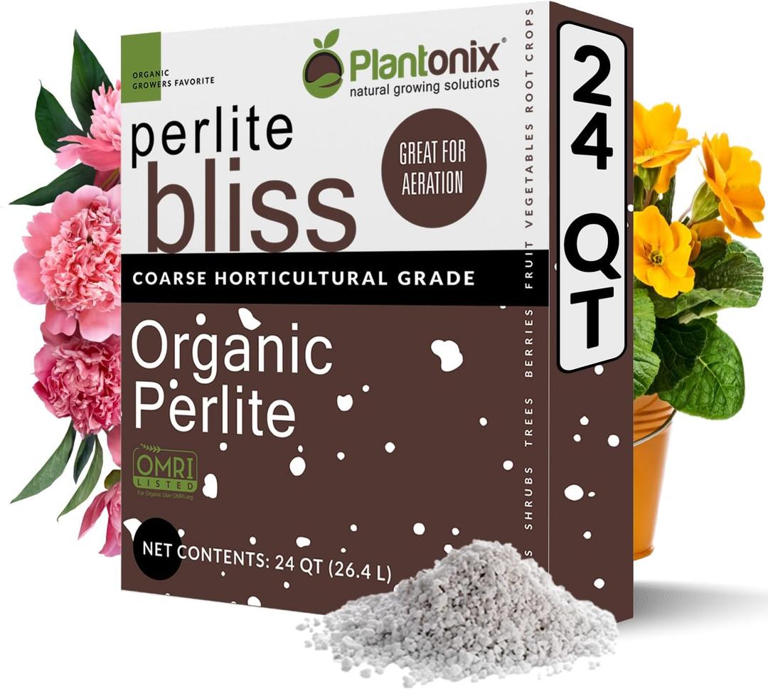 Perlite Bliss (24 Qts) - Organic Perlite for Plants Indoor Soil Amendment - Bulk Perlite for Gardening & Seed Starting - Mixes Easily with Potting Soil, Vermiculite, & Organic Coco Coir for Plants (EXP 04/10/30)