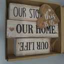 Conelist 4 Pcs Farmhouse Wooden Heart Tabletop Decor Farmhouse Tiered Tray Decor This is Us Centerpiece Decorative Rustic Our Home Block Sign Gift for Home Table Kitchen Shelf Decoration