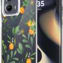 Unov Case Compatible with Motorola Moto Edge 5G 2024 Clear Citrus Flavors Orange Flower Floral Girly Women Embossed Pattern Design Soft TPU Shock Absorption Slim Protective Back Cover