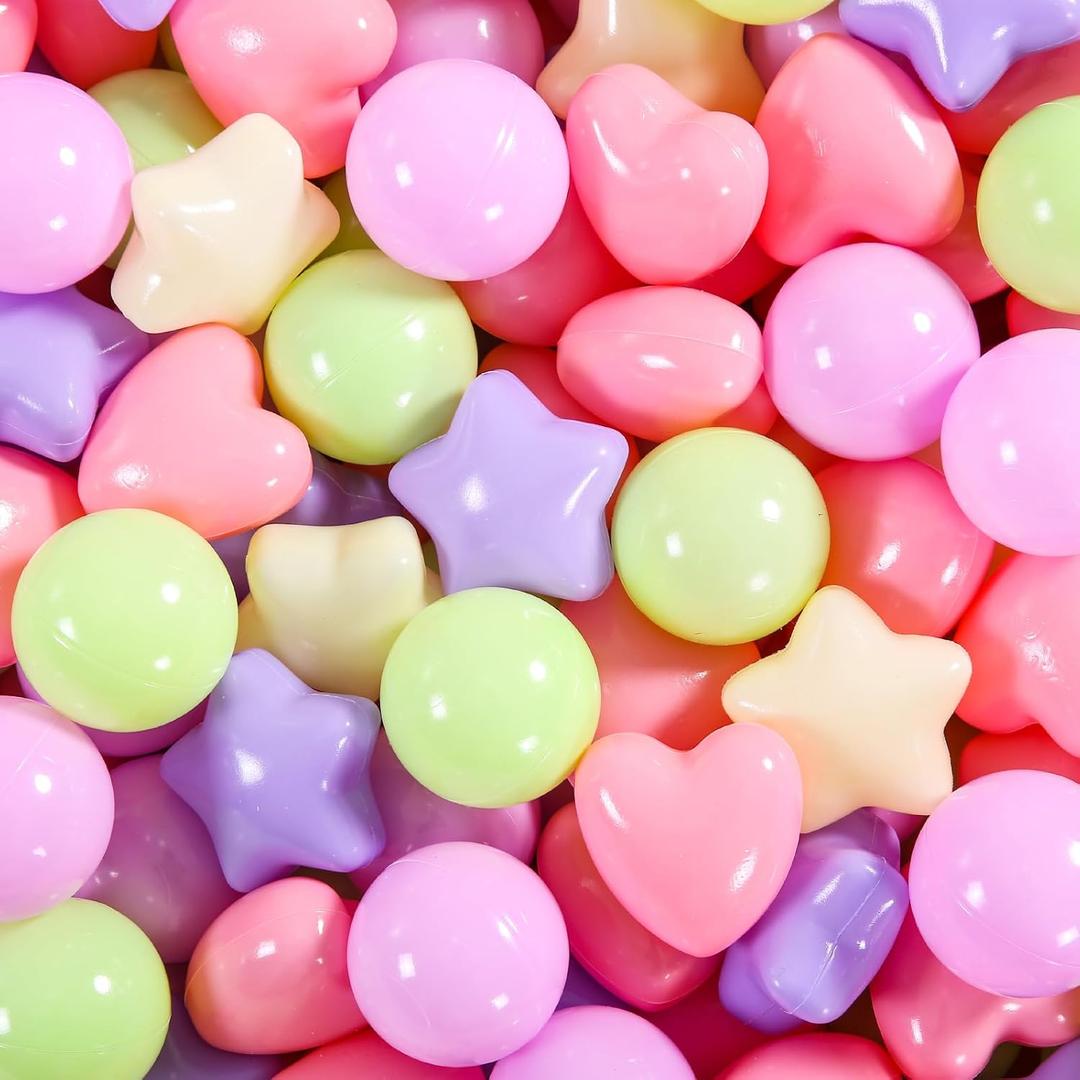 Star Ball Pit Balls for Toddlers -200pcs Macaron Pit Balls Phthalate Free BPA Free Crush Proof Play Balls Play Tent Pool Playhouse Playpen Party Decoration.