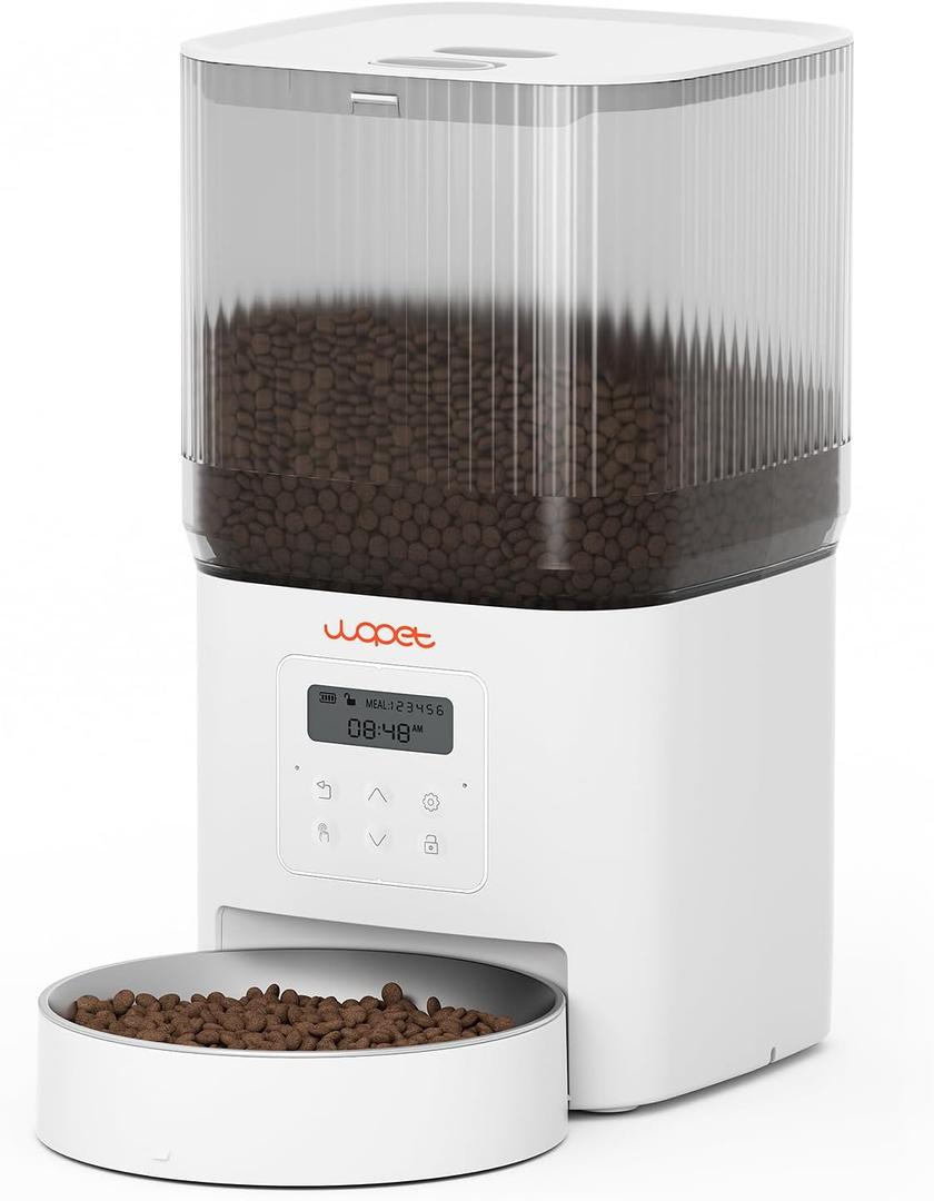 WOPET Automatic Cat Feeder, 4L Automatic Dog Feeder with 180-Day Battery Life, Programmable Cat Food Dispenser with Stainless Steel Bowl1-6 Meals Per Day