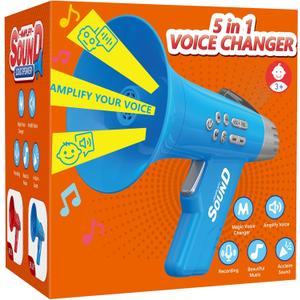 Voice Changer for Kids with 5 Funny Effects, Voice Amplifier Microphone, Interactive Prank Gag Easter Stuffers Gifts for Grandson Granddaughter Boys Girls 3 4 5 6 7 8 Year Old, Birthday Party Favors (Blue)