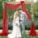FUHSY Wedding Arch Drapes Red Wedding Arch Draping Fabric 20FT 1 Panel Chiffon Fabrc Curtain Archway Backdrop Tent Ceiling Drapes for Parties Sheer Drapery Curtains for Ceremony Reception Stage Decor