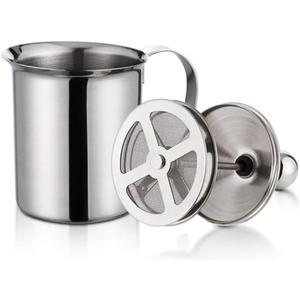 304 Stainless Steel Double-layer Manual Foamer for Milk Coffee, etc. (14 oz)