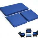 3-Pack Outdoor Patio Furniture Replacement Cushions SetHigh-Elastic Sponge Cushions Fit 4-Piece Wicker Rattan Sofa, Loveseat & Chairs, 36x18x2 & 18x18x2, Waterproof, Fade-Resistant (Navy blue)