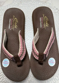 Skechers Cali Asana Hidden Valley Women's Thong Sandals Brn/Mlt ,10 Flip Flops