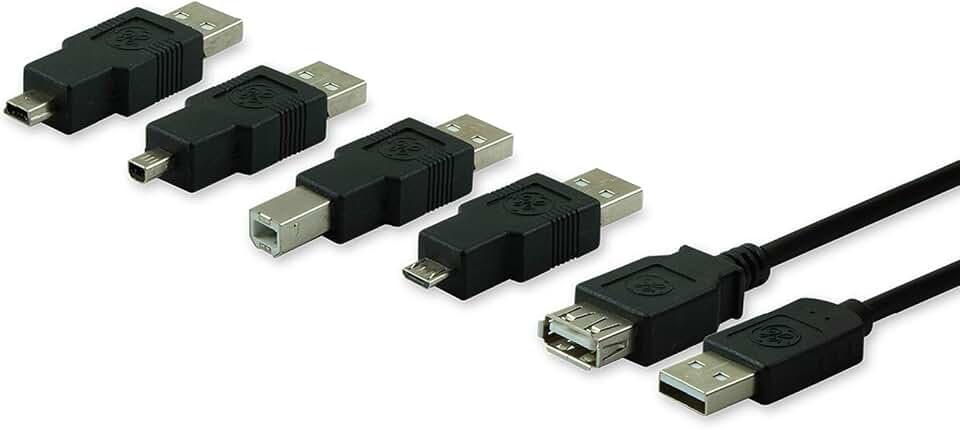 GE Universal USB 2.0 Adapter Kit, 6ft. A Male to A Female Extension Cable, 4 Adapters Included: A Male to B Male, 4 Pin, 5 Pin, A Male to Micro USB, 33758