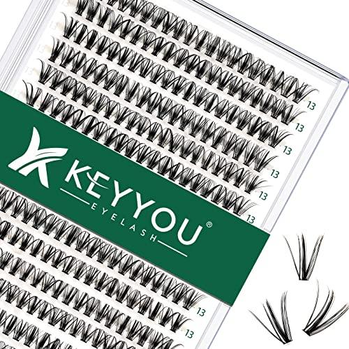 KEYYOU Lash Clusters 300pcs Individual Lashes, 30D 0.07D Curl 13mm DIY Eyelash Extension, Soft & Natural Volume Cluster Lashes with Large Tray