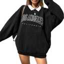 LilyCoco Women Polo Sweatshirt Graphic Pockets Lightweight Sweatshirts Black Medium (Black, M)