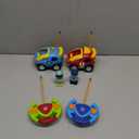 Prextex 2 Pack Cartoon Remote Control Cars for Toddlers - Police Car and Race Car with Steering Wheel Controllers and Lights - Different Frequencies So Both Can Race Together - Toddler Gift 18+ Months