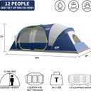 CAMPROS CP Tent 12-Person-Camping-Tents,3 Room Family Tents,Waterproof Windproof Family Tent with Top Rainfly,6 Large Mesh Windows,Double Layer,Easy Set Up, Portable with Carry Bag-20' x 9' x 72"(H)