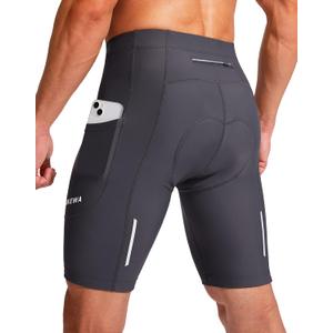 Bicycle Shorts for Men 3D Padded Bike Cycling Underwear Road Biking Biker Mountain Riding Cycle UPF 50+ Shorts Zipper Pockets?Dark Grey Small